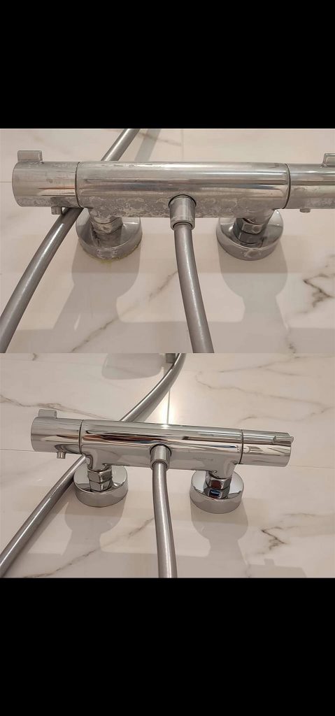 Lime scale removal, before and after